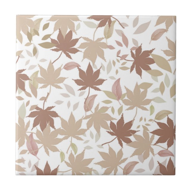 Brawn Autumn Floral Blätter Y2K Muster Fliese (Vorderseite)