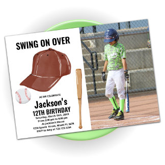 Brawn Baseball Geburtstagseinladungen mit Foto Einladung