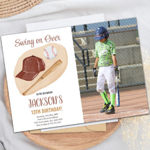 Brawn Baseball Geburtstagseinladungen mit Foto Einladung