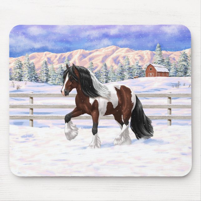 Brawn Bay Pinto Sinti und Roma Vanner Pferdefüsse  Mousepad (Vorne)