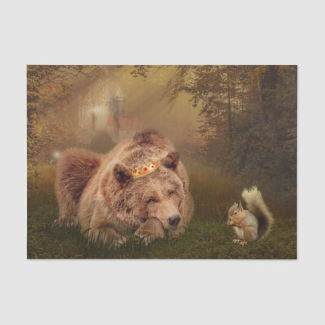 Brawn Bear Fantasy Fairytale Forest Seidenpapier (Vorderseite)