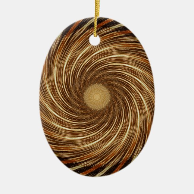Brawn Black Spiral Wave Kaleidoskop Art Keramik Ornament (Vorne)
