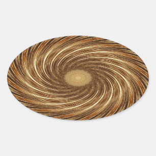 Brawn Black Spiral Wave Kaleidoskop Art Ovaler Aufkleber