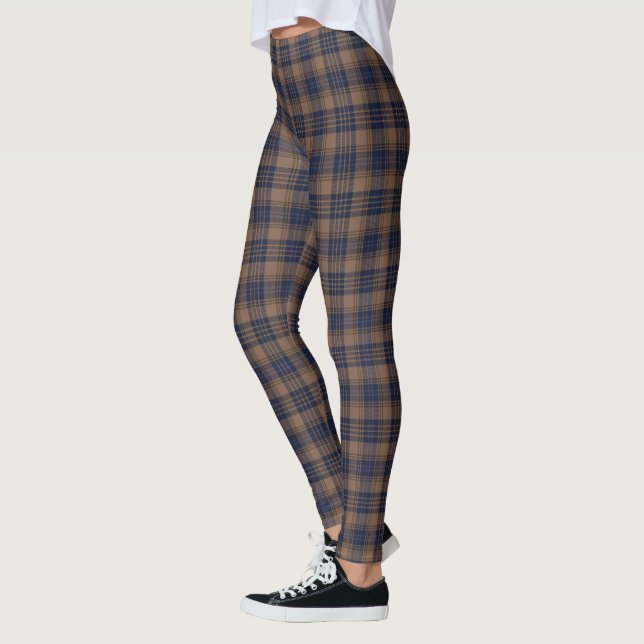 Brawn Blue Tartan Kariertes rustikales Muster Leggings (Links)