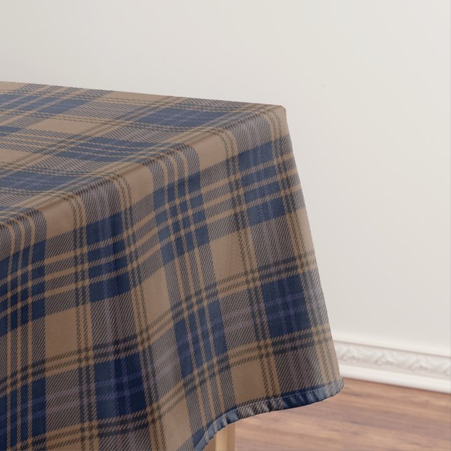 Brawn Blue Tartan Kariertes rustikales Muster Tischdecke (Beispiel)