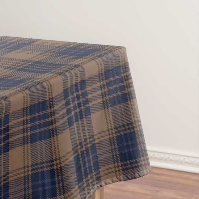 Brawn Blue Tartan Kariertes rustikales Muster Tischdecke (Beispiel)