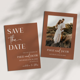 Brawn Boho Minimal Wedding speichern das Datum Einladung