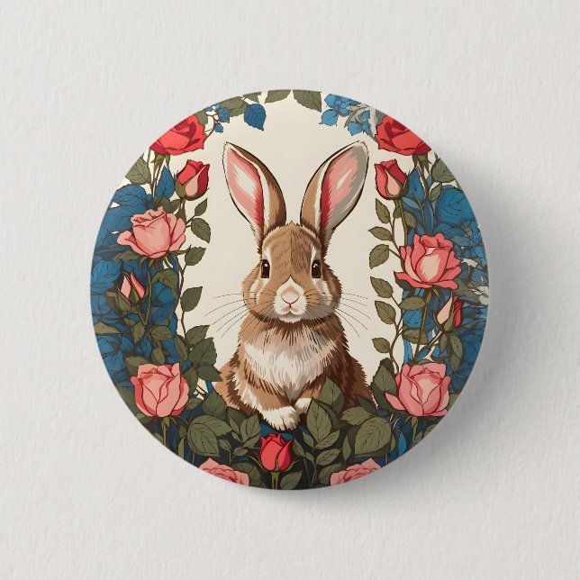 Brawn Bunny Rosen Garden Button (Vorderseite)