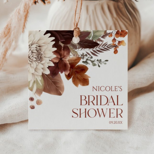 Brawn Burgundy Fall Liebe Blumenkohl Brautparty Geschenkanhänger (Von Creator hochgeladen)