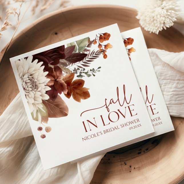 Brawn Burgundy Fall Liebe Blumenkohl Brautparty Serviette (Von Creator hochgeladen)