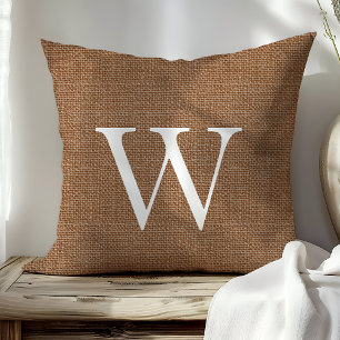 Brawn Burlap Custom Mit Monogramm Throw Kissen