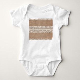 Brawn Burlap Off-White Lace Textur Baby Strampler