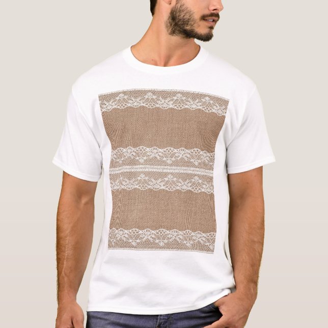 Brawn Burlap Off-White Lace Textur T-Shirt (Vorderseite)