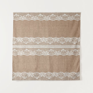 Brawn Burlap Off-White Lace Textur Wandteppich