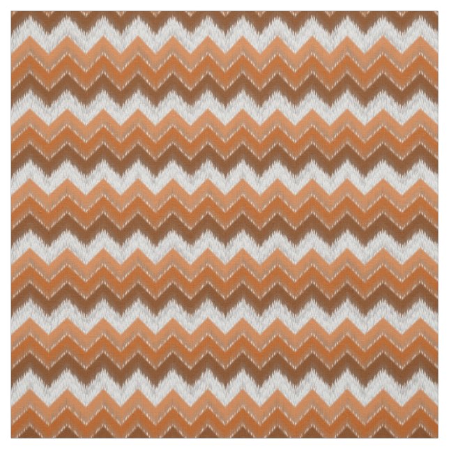 Brawn Burnt Orange White Ikat Zigzag Kunstmuster Stoff (Muster)