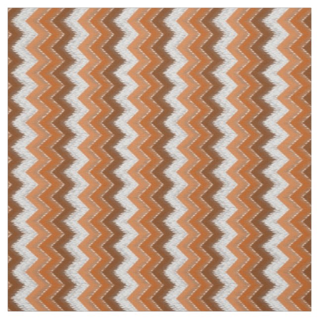 Brawn Burnt Orange White Ikat Zigzag Kunstmuster Stoff (Muster)