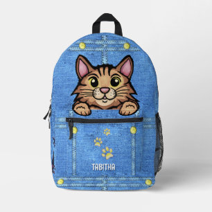 Brawn Cat in Imitate Denim Pocket mit Individuelle Bedruckter Rucksack