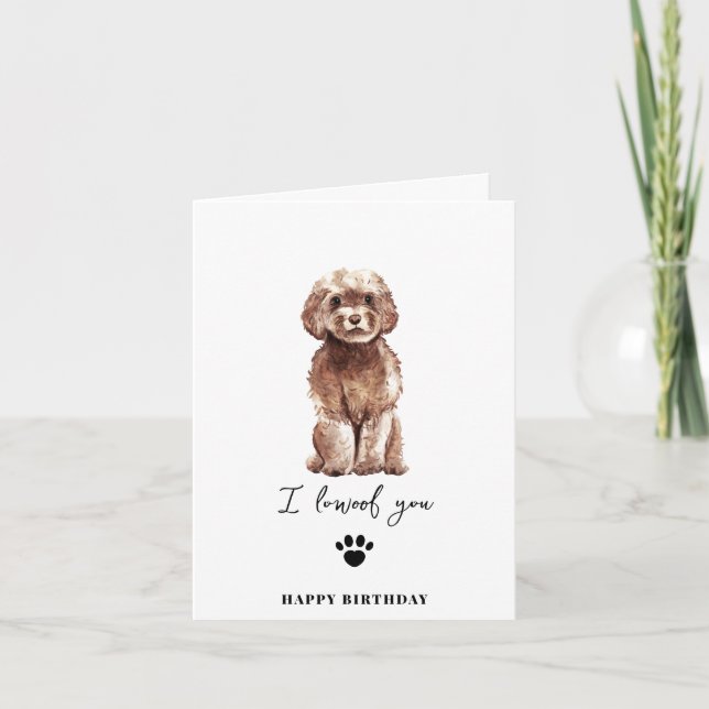 Brawn Cavapoodle Dog Mum Puppy Pers Geburtstag Karte (Vorderseite)