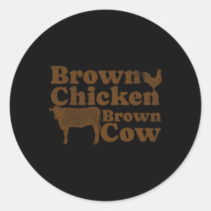 Brawn Chicken Brown Cow 1970er Jahre Music Bow Chi Runder Aufkleber