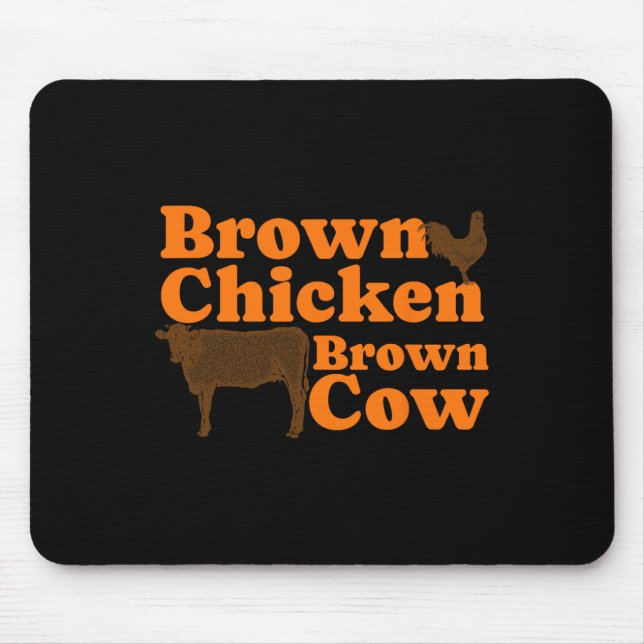 Brawn Chicken Brown Kuh Retro Musik Bow Chicka Wow Mousepad (Vorne)