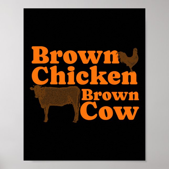 Brawn Chicken Brown Kuh Retro Musik Bow Chicka Wow Poster (Vorne)