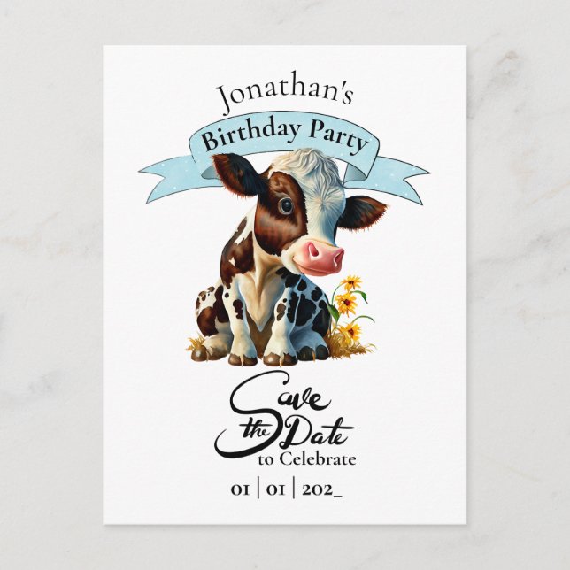 Brawn Cow Birthday Boy Postcard Postkarte (Vorderseite)