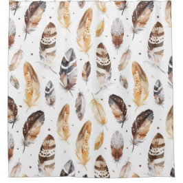 Brawn Cream Tribal Native Feathers Duschvorhang