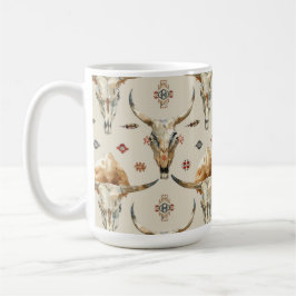 Brawn Cream Tribal Native Feathers Skulls Kaffeetasse