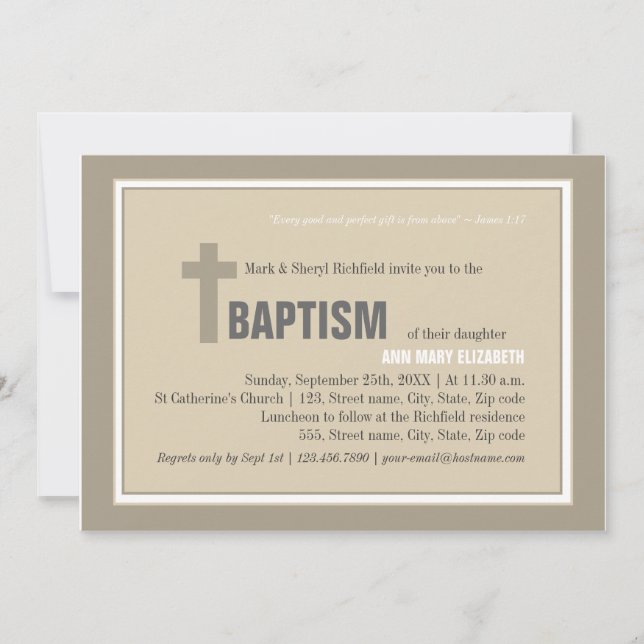 Brawn Cross-Taufe Einladung (Vorderseite)