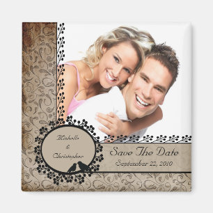 Brawn Damask Love Birds Foto Speichern das Date Ma Magnet
