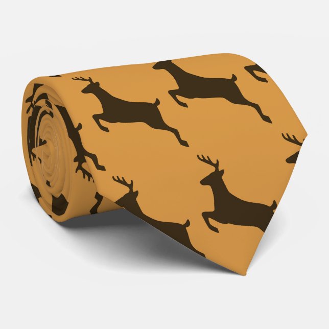 Brawn Deer Leaping auf Tan Necktie Krawatte (Gerollt)