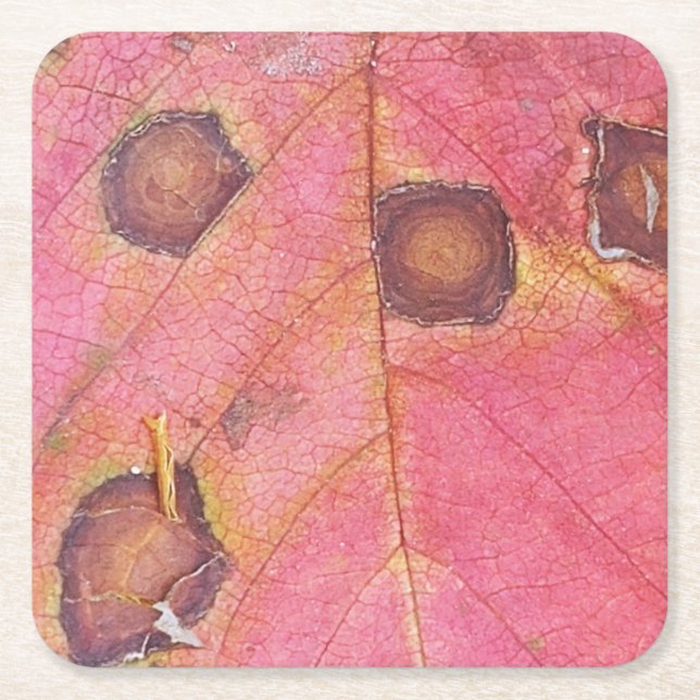 Brawn Dotted Red Fall Leaf Rechteckiger Pappuntersetzer (Vorderseite)