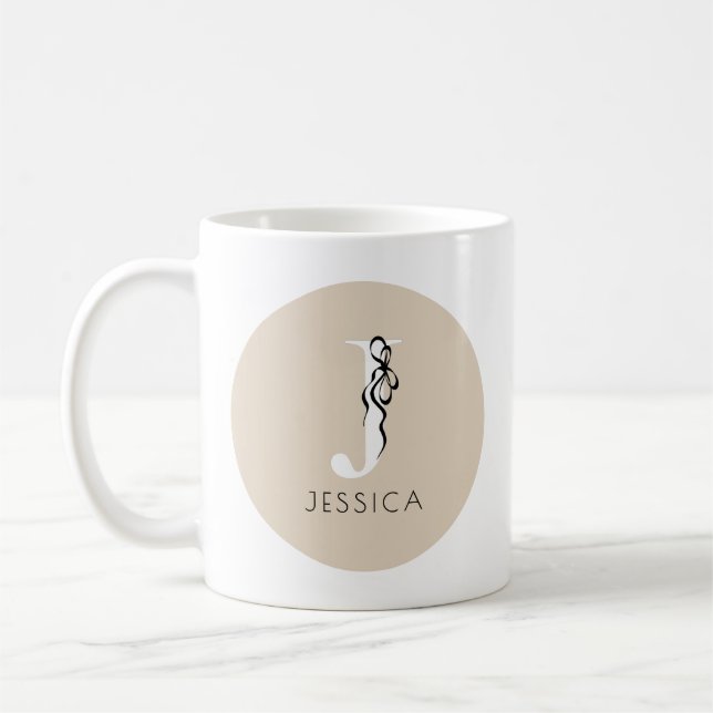 Brawn Elegant Initial Girly Feminine Chic Monogram Kaffeetasse (Links)