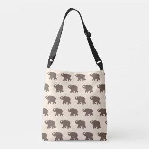 Brawn Elephant Pattern auf Elfenbein Tragetaschen Mit Langen Trägern