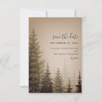 Brawn Evergreen Trees Wedding rettet das Datum