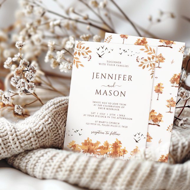 Brawn Fall Herbst Landschaft Tree Blätter Hochzeit Einladung (Von Creator hochgeladen)