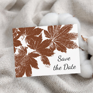 Brawn Fall Leaf Briefmarke Hochzeit speichern das  Ankündigungspostkarte