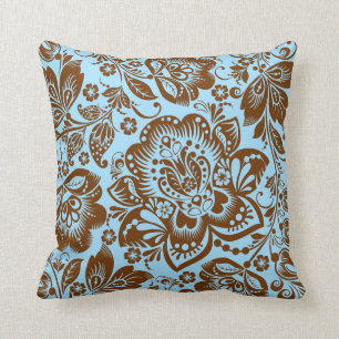 Brawn Floral Damask Light Blue Background Kissen