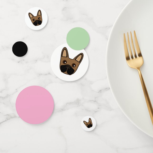 Brawn French Bulldog Face Table Confetti Konfetti (Gruppe)