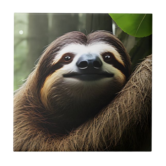 Brawn Fuzzy Sloth, Keramik Tile Fliese (Vorderseite)