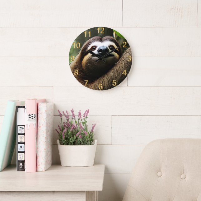 Brawn Fuzzy Sloth, Wall Clock Große Wanduhr (Lesesaal)