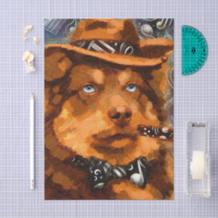 Brawn Gangster Hund mit blauen Augen Decoupage Seidenpapier