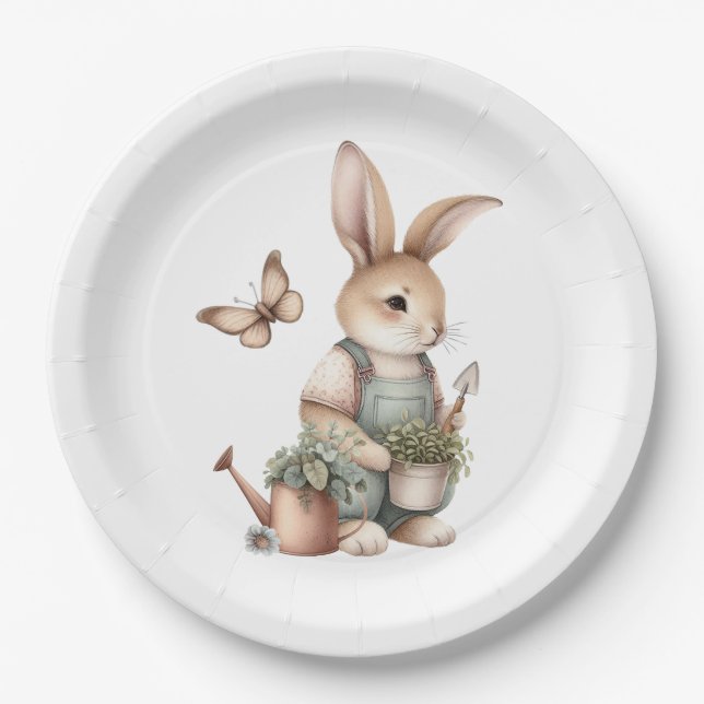 Brawn Garden Bunny im Grünen Pappteller (Vorderseite)