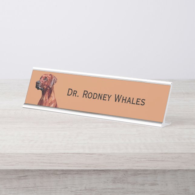 Brawn Geometric Dog Desk Name Plate Schreibtischnamensplakette