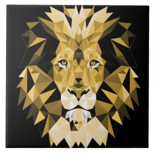 Brawn Geometric Lion Tile Fliese