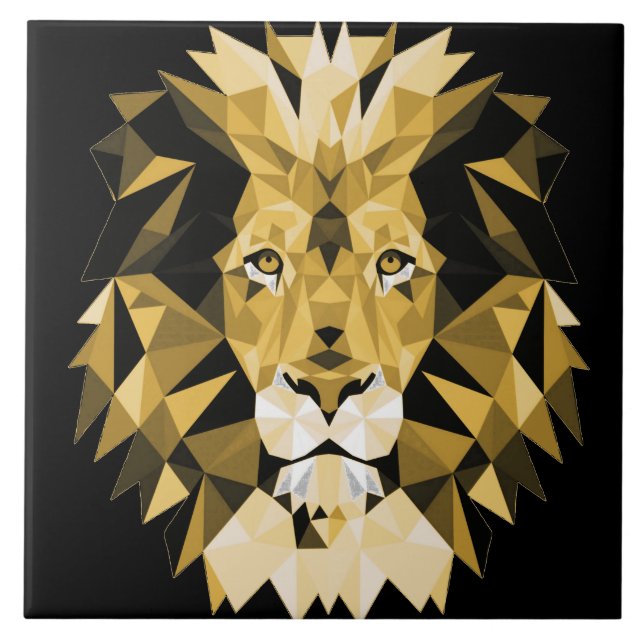 Brawn Geometric Lion Tile Fliese (Vorderseite)