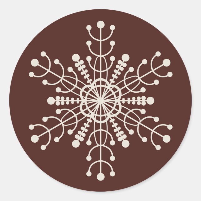Brawn Geometric Modern Snowflake Runder Aufkleber (Vorderseite)