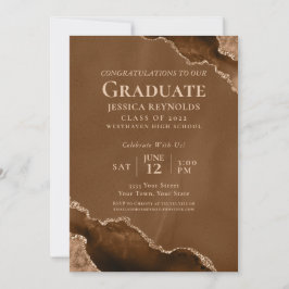 Brawn Gold Agate Graduation Party Einladung