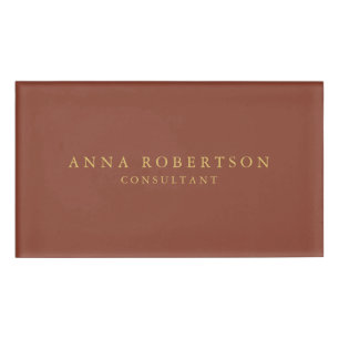 Brawn Gold Colors Beruflich Trendy Minimalistisch Namenschild