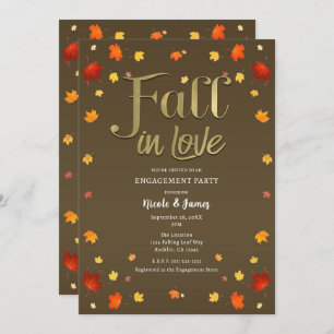Brawn & Gold-Fall in Liebe Blätter Engagement Part Einladung